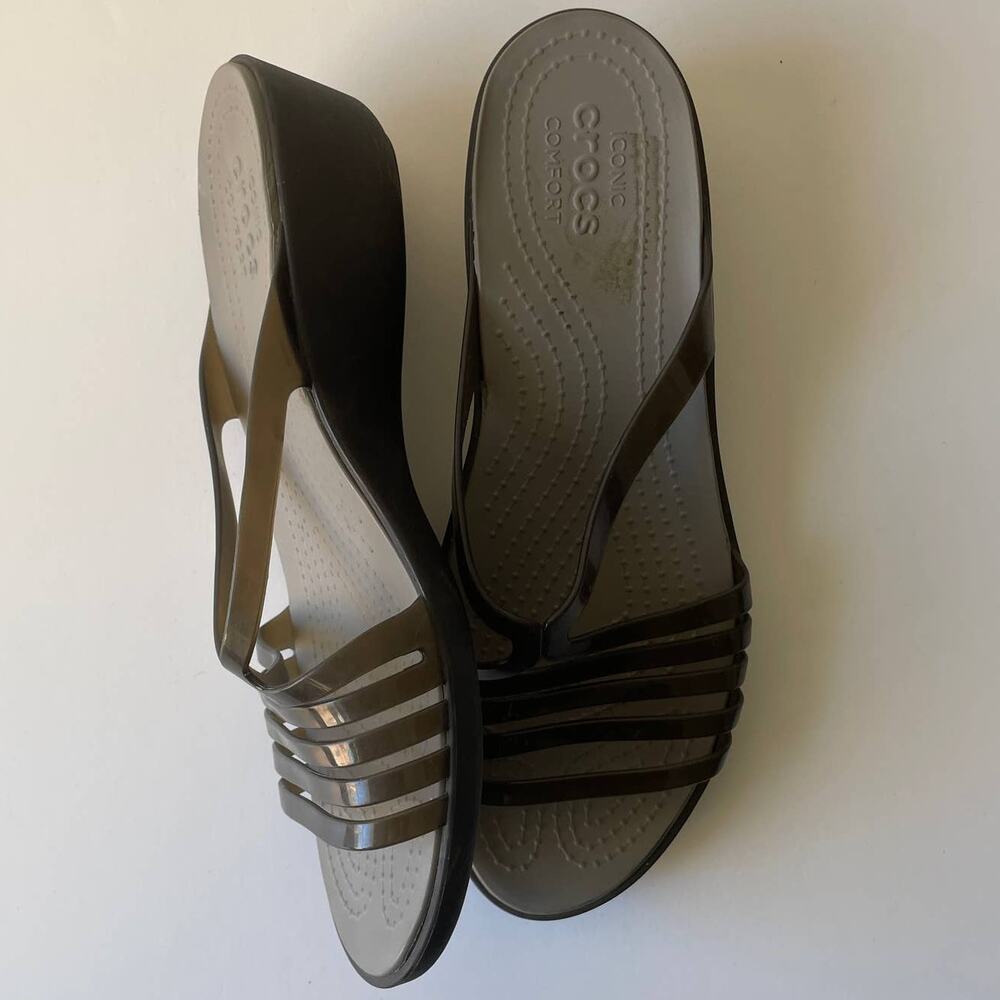 Crocs Dark Gray Iconic Strappy sandals - Size 11W - Picture 4 of 13